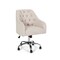 Contemporary Home Living 36" Beige and Silver Tufted Office Chair with Swivel Base